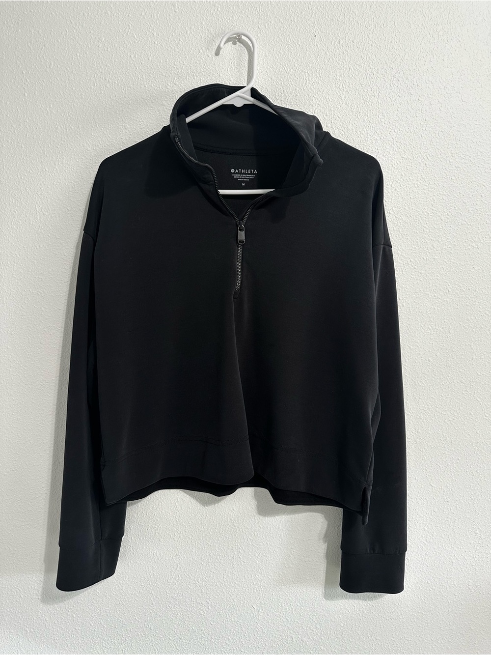 Athleta Black Half-Zip Cropped Pullover